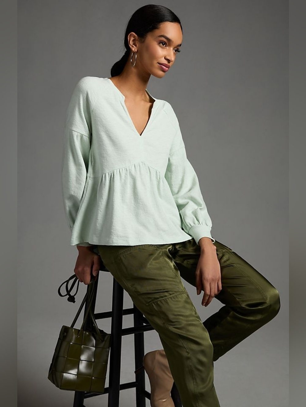 Anthropologie Pilcro Long-Sleeve Babydoll Top